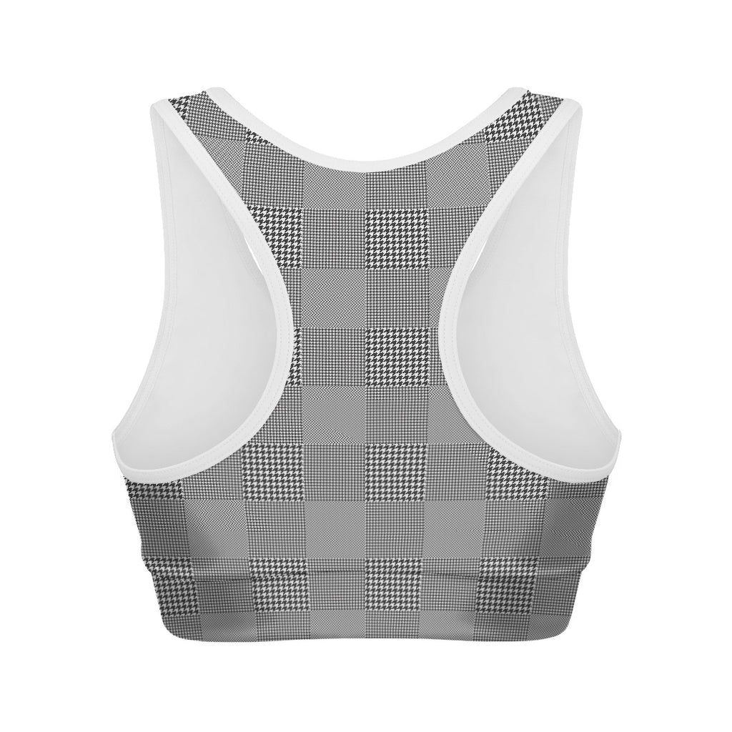 Prince of Wales Check Pattern Print Women's Sports Bra