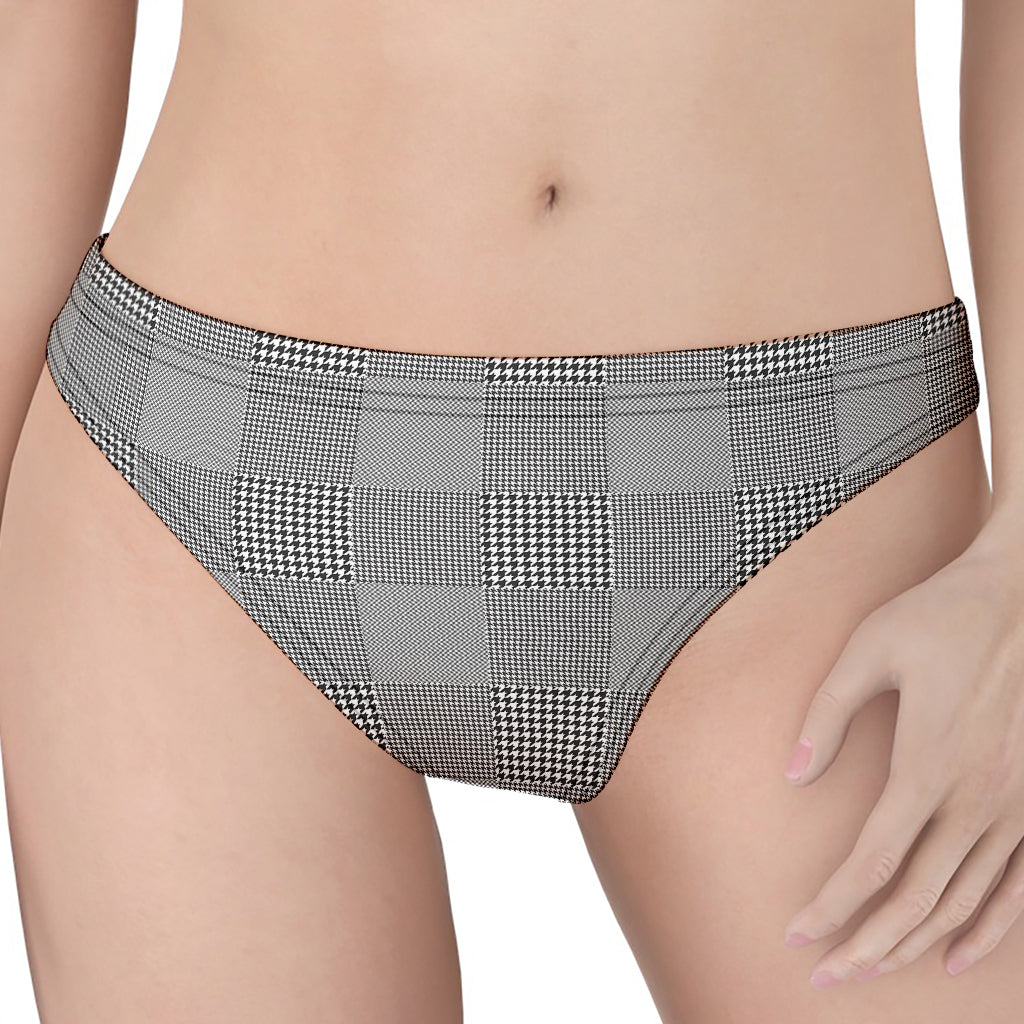 Prince of Wales Check Pattern Print Women's Thong