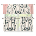 Princess Poodle Print 3 Piece Kitchen Curtains