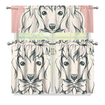 Princess Poodle Print 3 Piece Kitchen Curtains