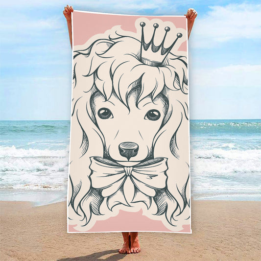 Princess Poodle Print Beach Towel