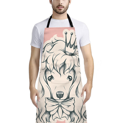 Princess Poodle Print Bib Apron With Pocket