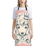 Princess Poodle Print Bib Apron With Pocket