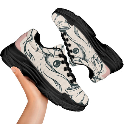 Princess Poodle Print Black Chunky Shoes