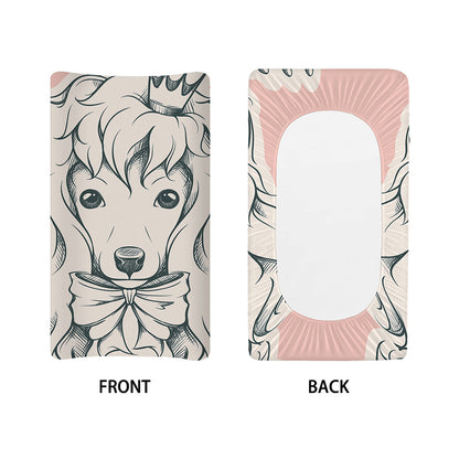 Princess Poodle Print Changing Pad Cover