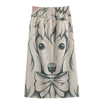 Princess Poodle Print Cotton Front Slit Maxi Skirt