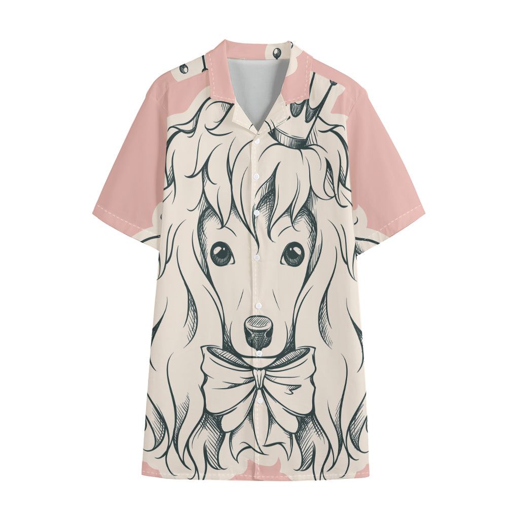 Princess Poodle Print Cotton Hawaiian Shirt