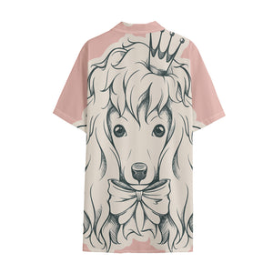 Princess Poodle Print Cotton Hawaiian Shirt