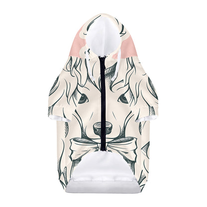 Princess Poodle Print Dog Zip Up Hoodie