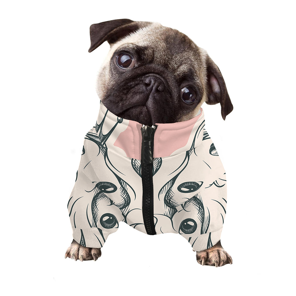 Princess Poodle Print Dog Zip Up Jacket