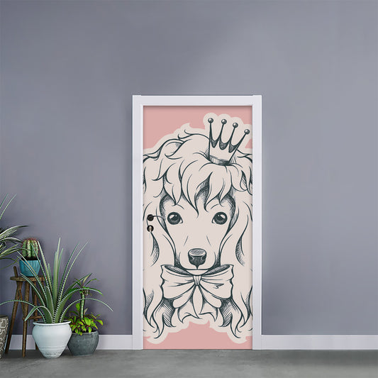 Princess Poodle Print Door Sticker