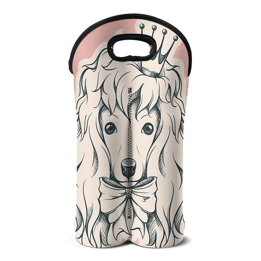 Princess Poodle Print Double Neoprene Wine Tote