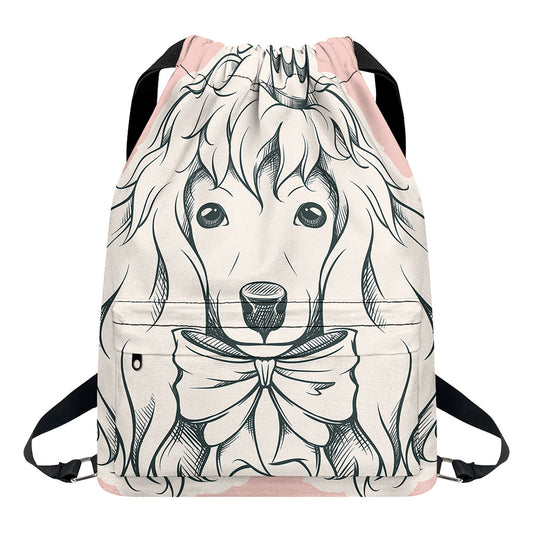 Princess Poodle Print Drawstring Backpack