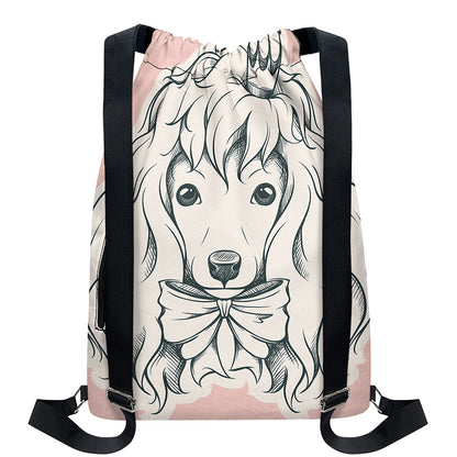 Princess Poodle Print Drawstring Backpack