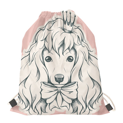 Princess Poodle Print Drawstring Bag