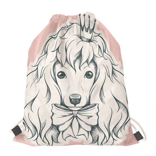 Princess Poodle Print Drawstring Bag