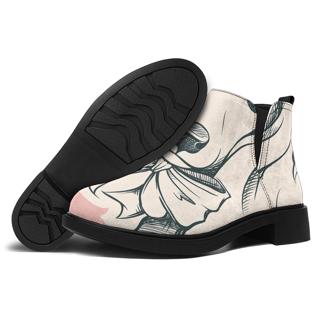 Princess Poodle Print Flat Ankle Boots