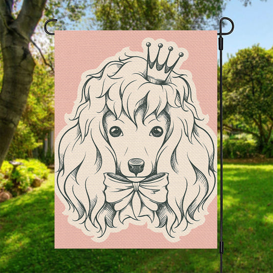 Princess Poodle Print Garden Flag