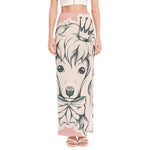 Princess Poodle Print High Slit Maxi Skirt