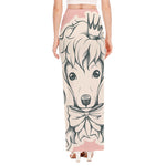 Princess Poodle Print High Slit Maxi Skirt
