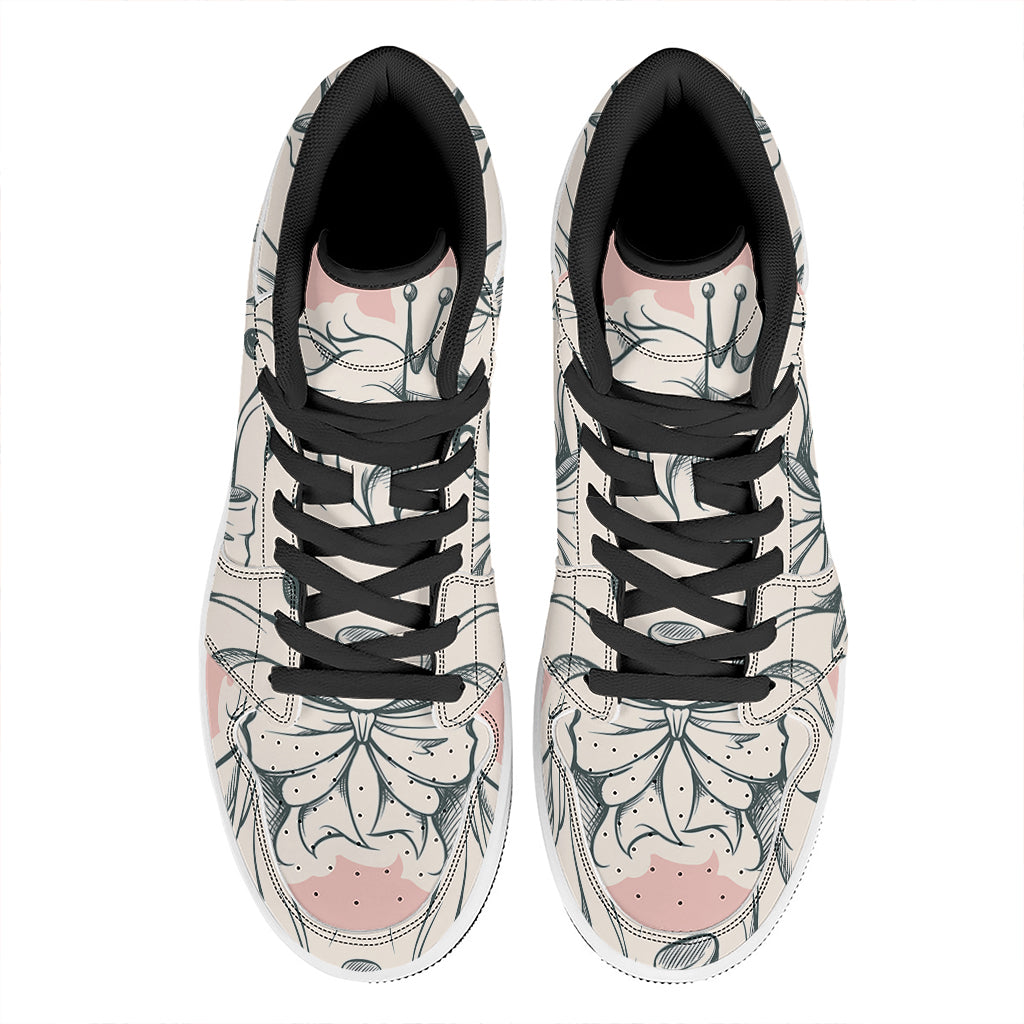 Princess Poodle Print High Top Leather Sneakers