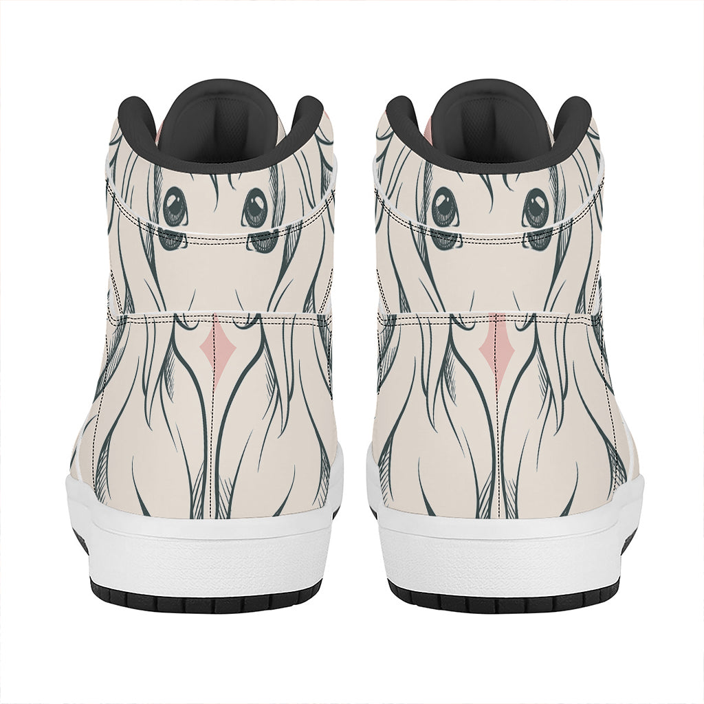 Princess Poodle Print High Top Leather Sneakers