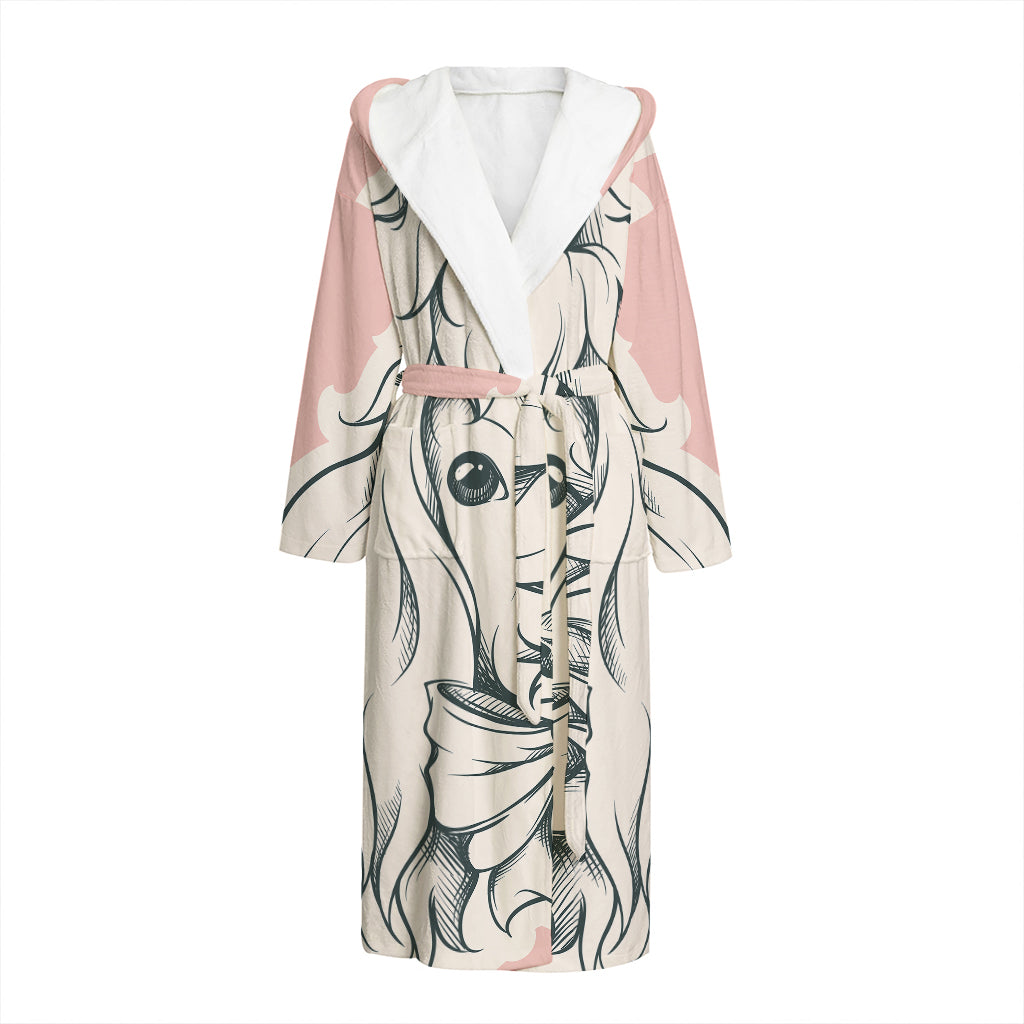 Princess Poodle Print Hooded Bathrobe