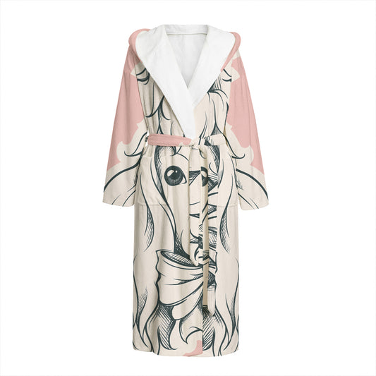 Princess Poodle Print Hooded Bathrobe