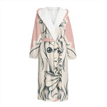 Princess Poodle Print Hooded Bathrobe
