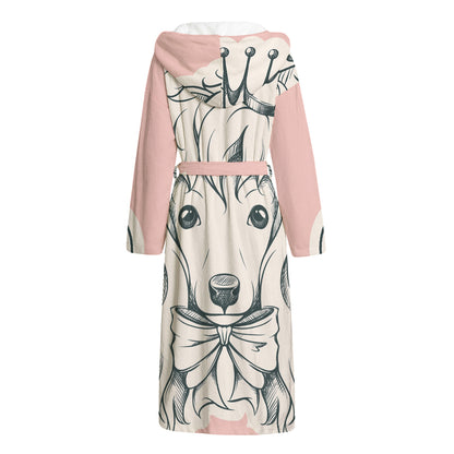 Princess Poodle Print Hooded Bathrobe