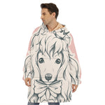 Princess Poodle Print Hoodie Blanket