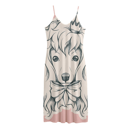 Princess Poodle Print Jersey Midi Cami Dress