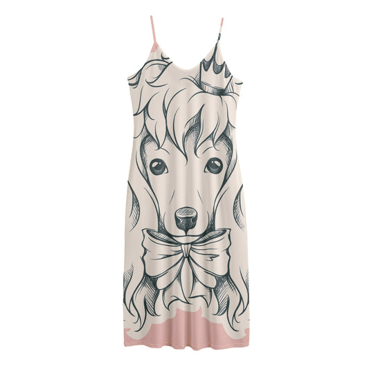 Princess Poodle Print Jersey Midi Cami Dress