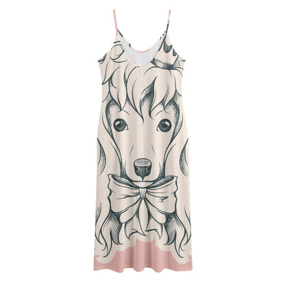 Princess Poodle Print Jersey Midi Cami Dress