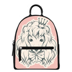 Princess Poodle Print Leather Backpack