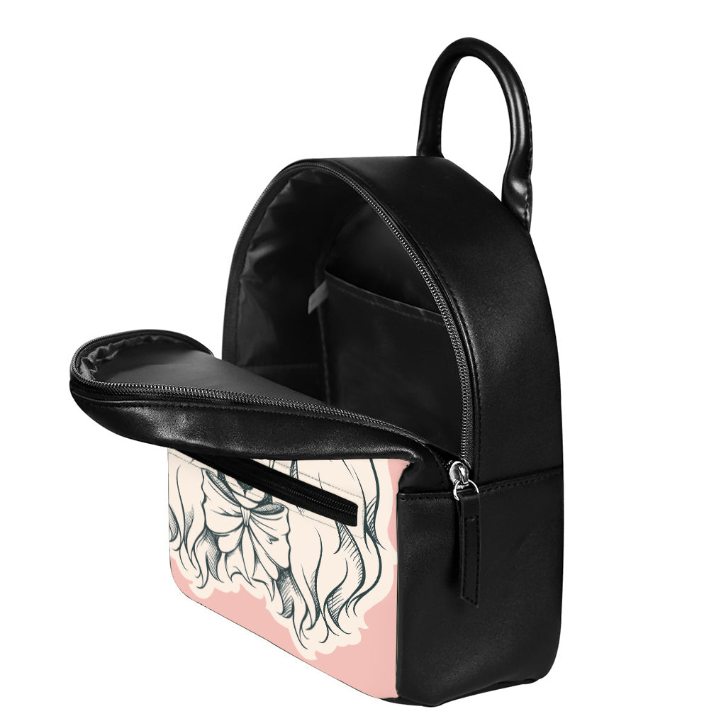 Princess Poodle Print Leather Backpack