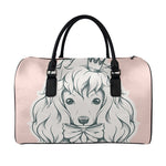 Princess Poodle Print Leather Duffle Bag
