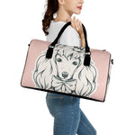 Princess Poodle Print Leather Duffle Bag