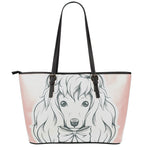 Princess Poodle Print Leather Tote Bag