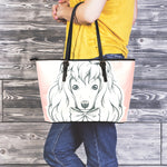 Princess Poodle Print Leather Tote Bag