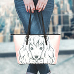 Princess Poodle Print Leather Tote Bag