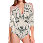 Princess Poodle Print Long Sleeve Swimsuit