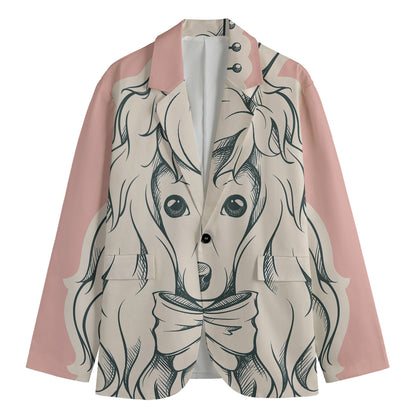 Princess Poodle Print Men's Cotton Blazer
