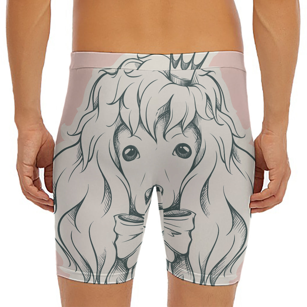 Princess Poodle Print Men's Long Boxer Briefs
