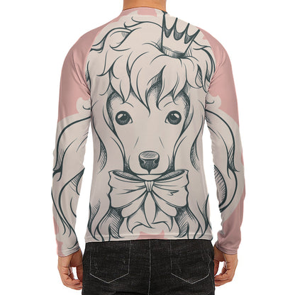 Princess Poodle Print Men's Long Sleeve Rash Guard
