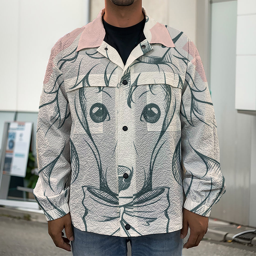 Princess Poodle Print Men's Shirt Jacket