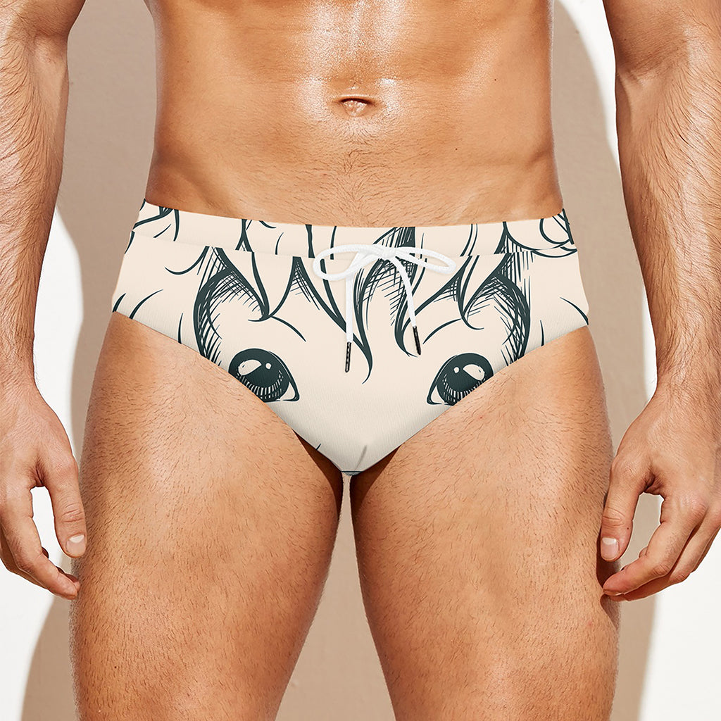 Princess Poodle Print Men's Swim Briefs