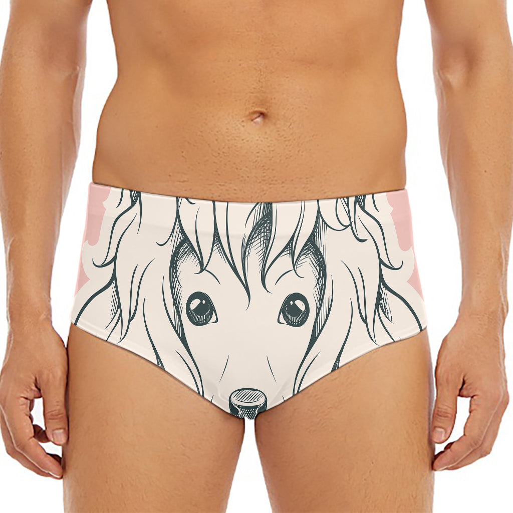 Princess Poodle Print Men's Triangle Swim Briefs