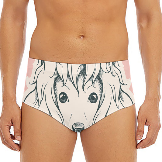 Princess Poodle Print Men's Triangle Swim Briefs