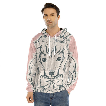 Princess Poodle Print Men's Velvet Pullover Hoodie